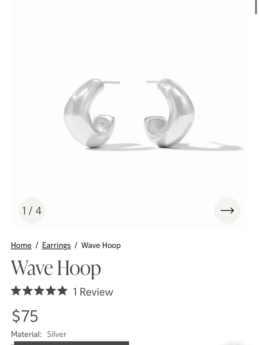 Julie Vos Curved Wave Hoop Earrings - Silver